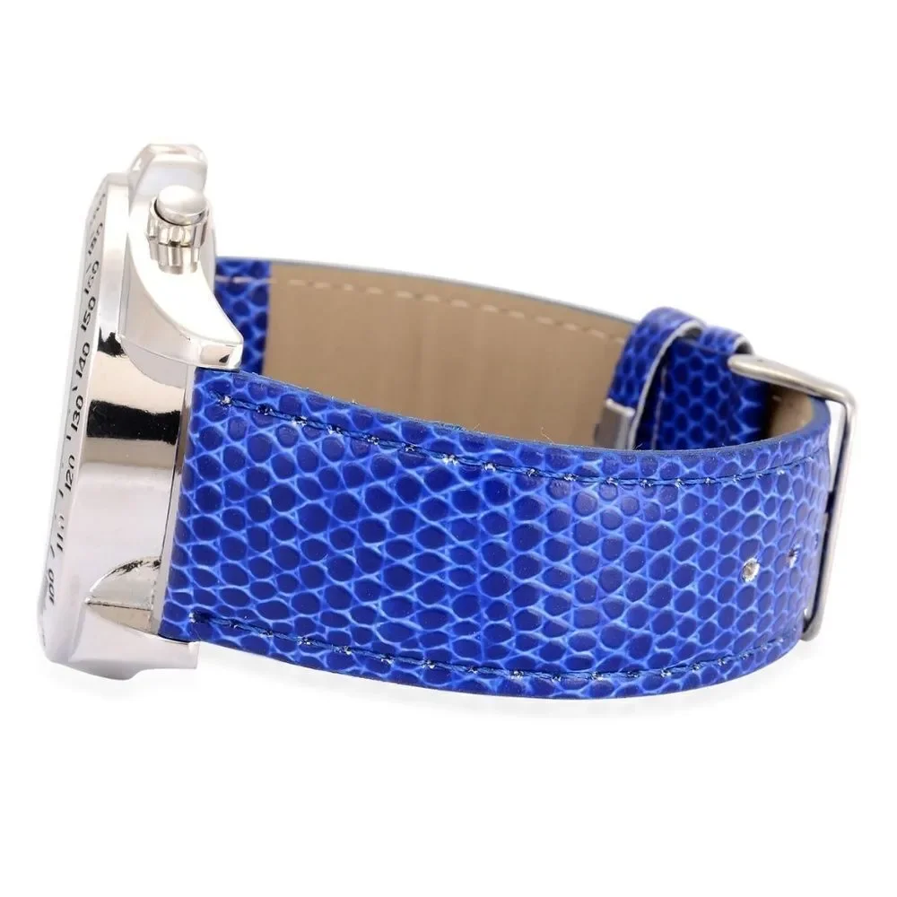 STRADA Watch Blue Faux Leather Band